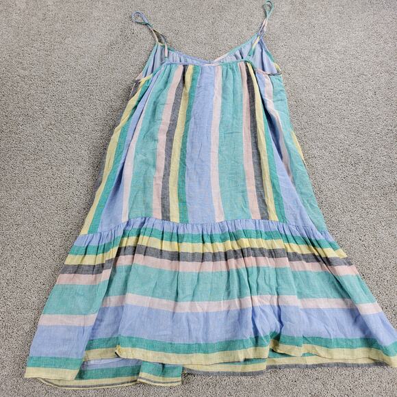 Rails Womens Ari Dress Small Blue Jamaica Stripe Spaghetti Strap V Neck Sundress - Picture 16 of 16